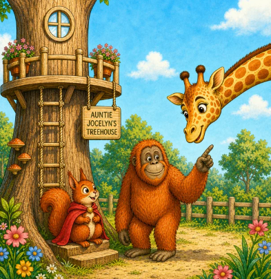 Zoo animal colouring page from Moffet colouring book, Moffet at tree house