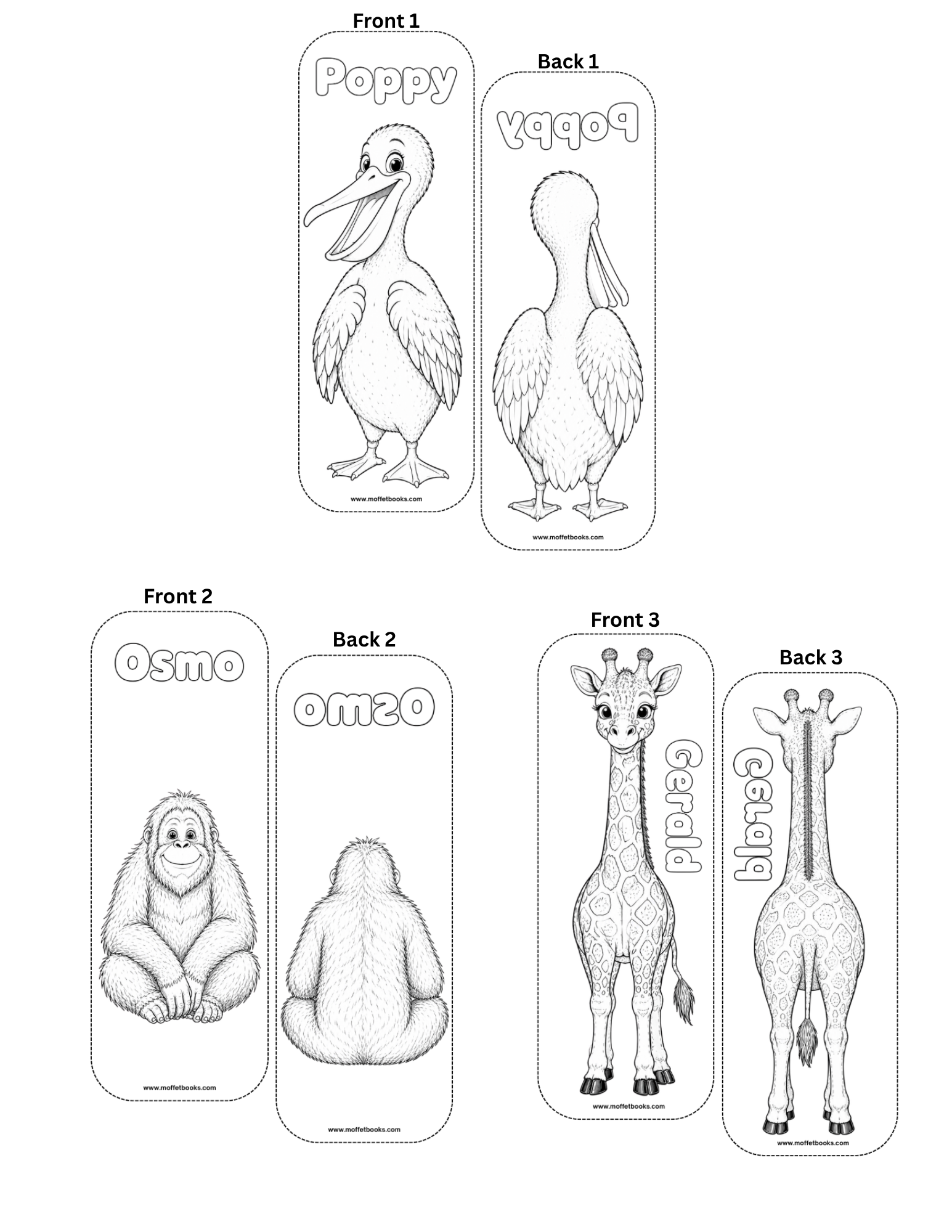Home printables bookmark set 2 - Colouring bookmarks - set 2 images.