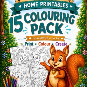 15 page Home printables - colouring pages in the zoo