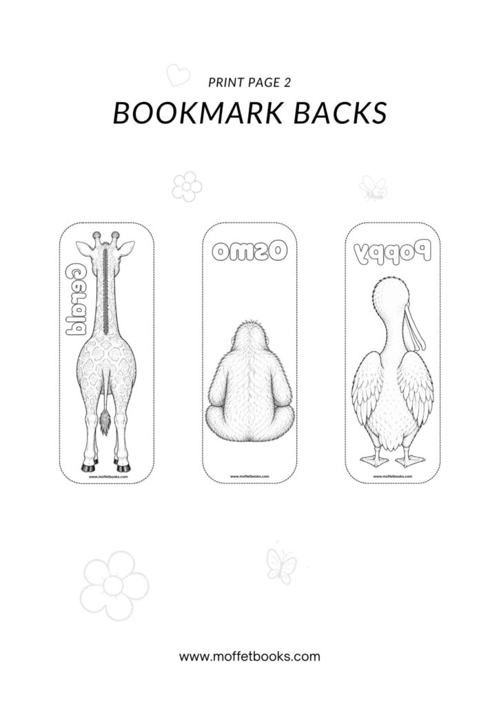 Home print bookmark set 2 - character Colouring bookmarks