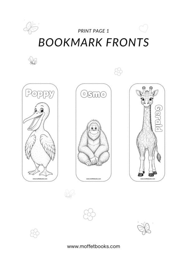 Home print bookmark set 2 - character Colouring bookmarks