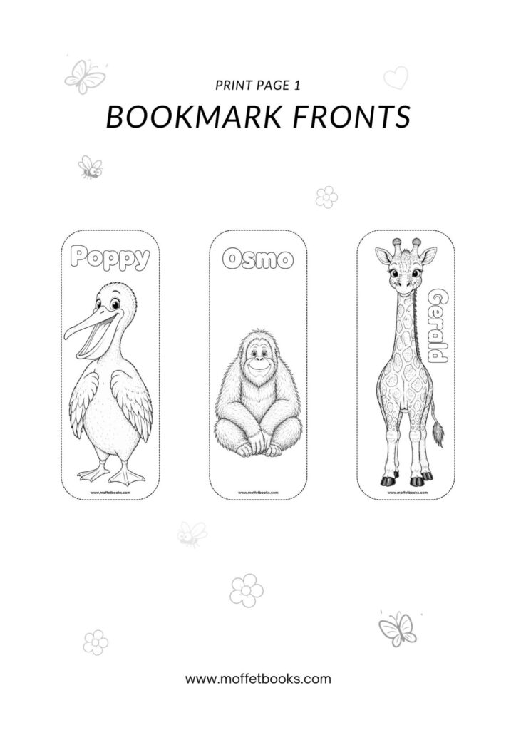 Home print bookmark set 2 - character Colouring bookmarks