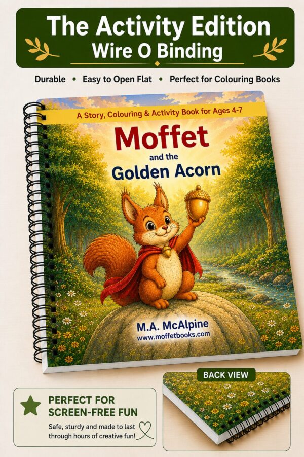 moffet and the golden acorn, adventure story and activity book, ages 4-7