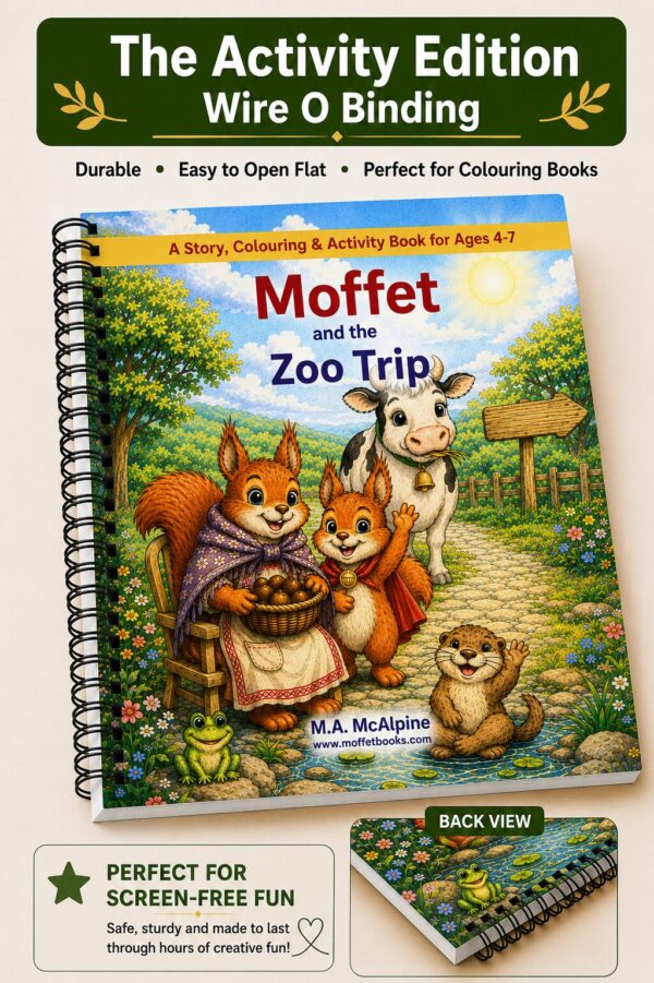 moffet and the zoo trip, adventure story and activity book, ages 4-7