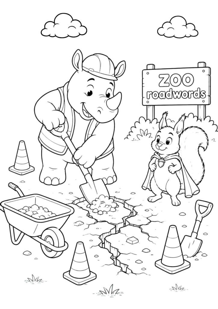 moffet in the zoo, big colouring book, ages 4-8