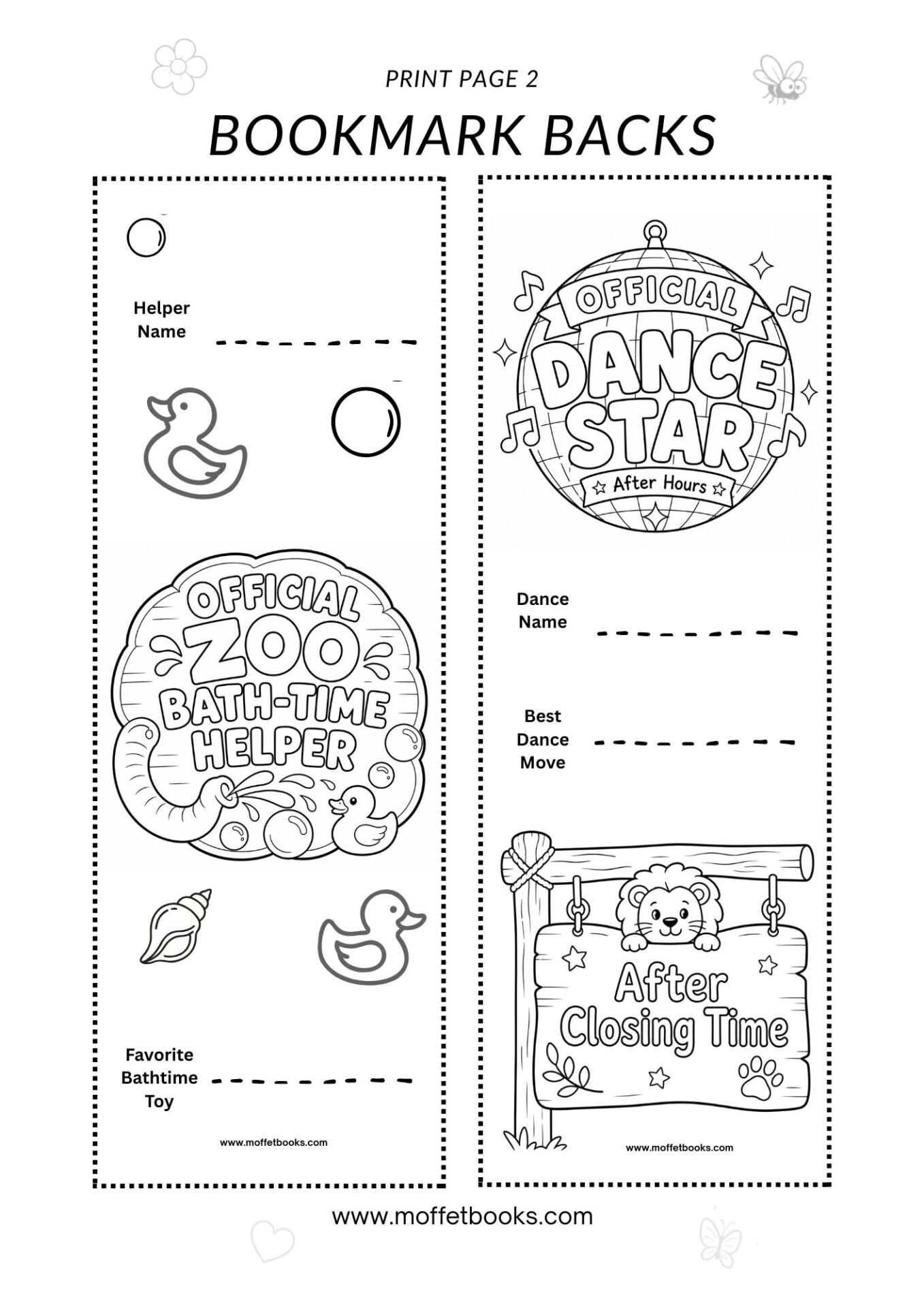 home printables - set 3 bookmarks - ages 4-8