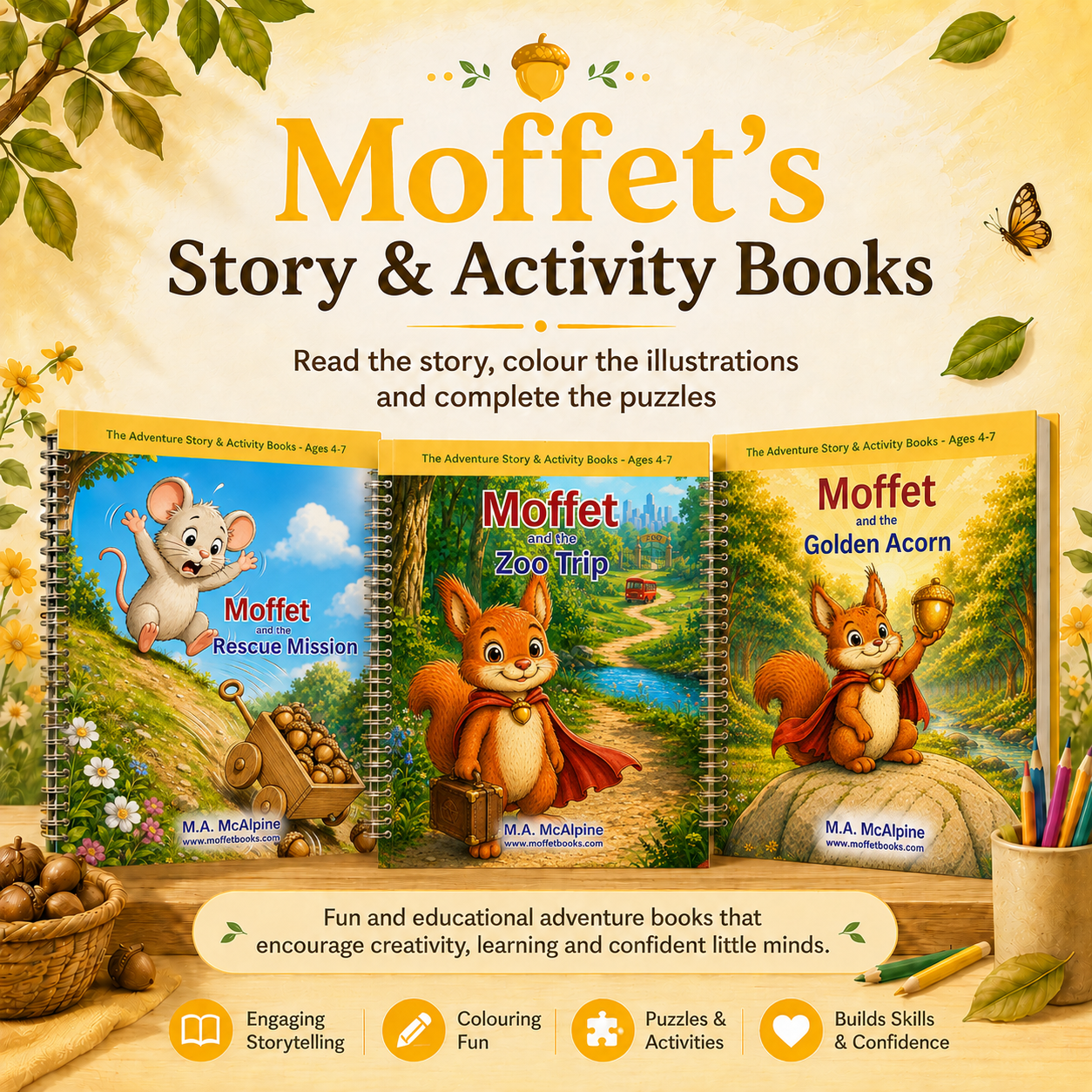 moffets yellow books intro, adventure story & activity books